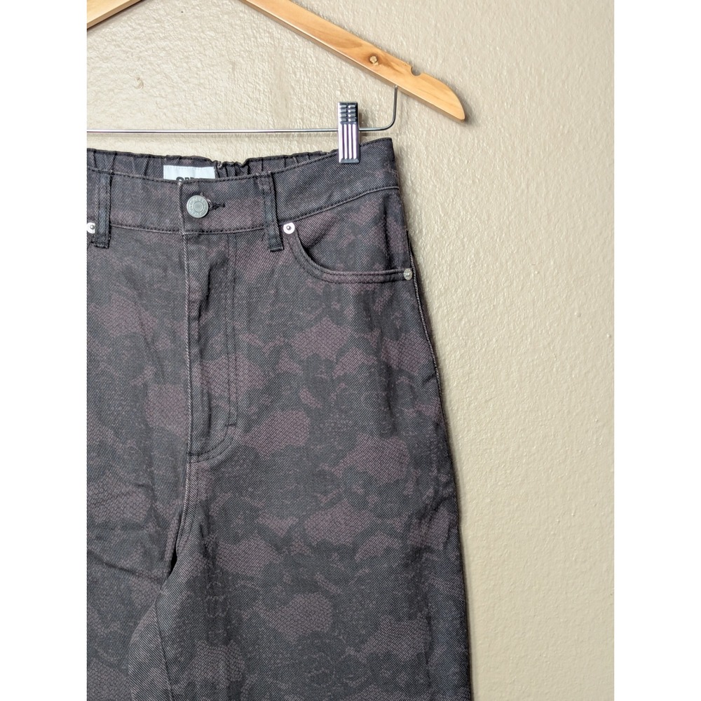 Obey Floral Lace Denim Pants Womens 26 Black Straight Leg High Rise Streetwear - Picture 7 of 12